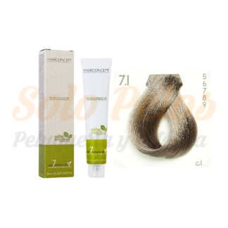 HAIRCONCEPT 7-1 Rubio medio ceniza ELITE EVOLUTION ORGANIC COLOR (SIN AMONIACO NI PPD) 60 ml