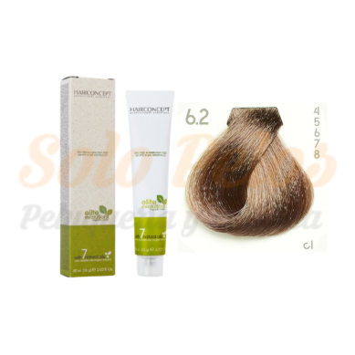 Hairconcept Tinte Sin Amoniaco ni PPD 6-2 Rubio Oscuro Beige 60 ml Elite Evolution Organic Color