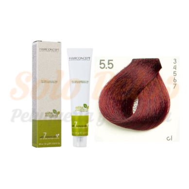 Hairconcept Tinte Sin Amoniaco ni PPD 5-5 Castaño Claro Rojizo 60 ml Elite Evolution Organic Color