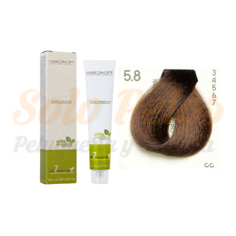 HAIRCONCEPT 5-8 Castaño claro marrón ELITE EVOLUTION ORGANIC COLOR (SIN AMONIACO NI PPD) 60 ml