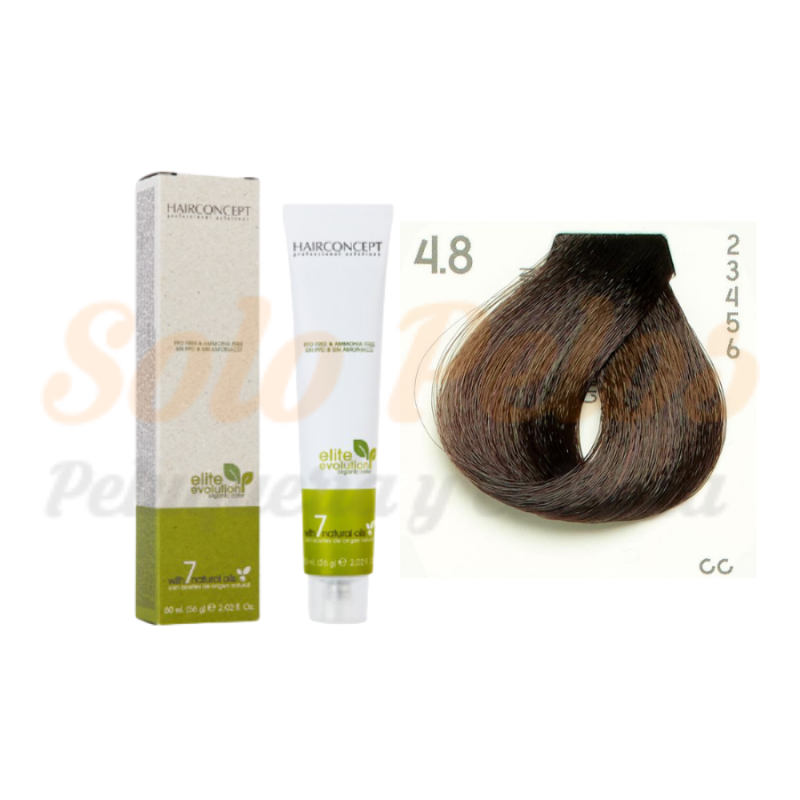 HAIRCONCEPT 4-8 Castaño medio marrón ELITE EVOLUTION ORGANIC COLOR (SIN AMONIACO NI PPD) 60 ml