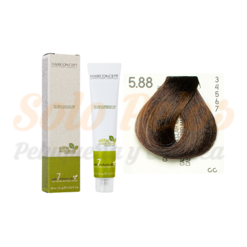 HAIRCONCEPT 5-88 Castaño claro marrón intenso ELITE EVOLUTION ORGANIC COLOR (SIN AMONIACO NI PPD) 60 ml