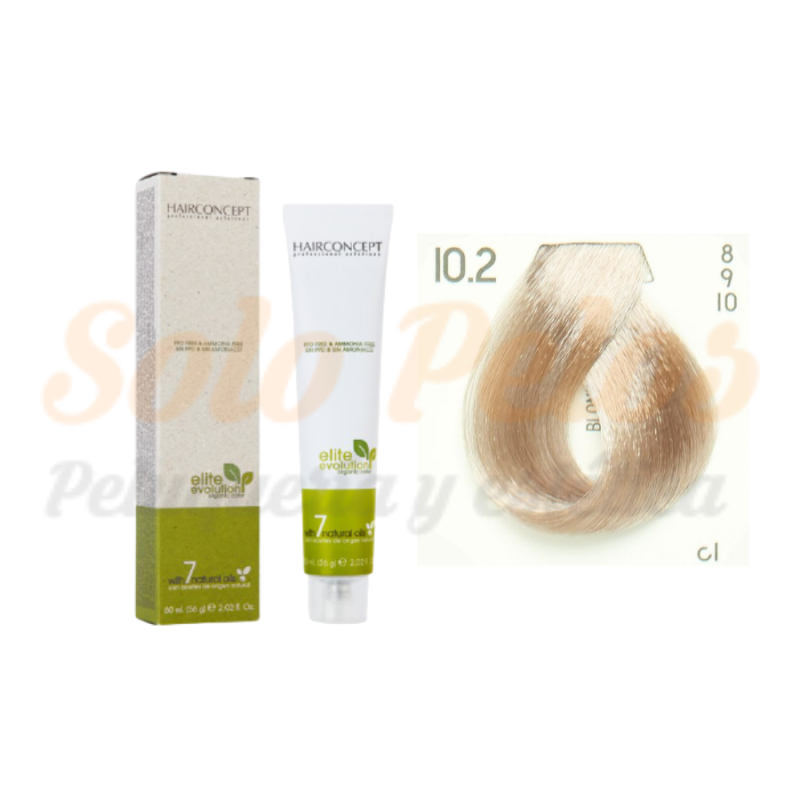 HAIRCONCEPT 10-2 rubio platino beige  ELITE EVOLUTION ORGANIC COLOR (SIN AMONIACO NI PPD) 60 ml