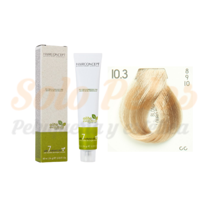 HAIRCONCEPT 10-3 rubio platino dorado ELITE EVOLUTION ORGANIC COLOR (SIN AMONIACO NI PPD) 60 ml