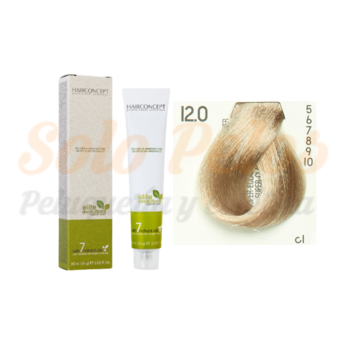 HAIRCONCEPT 12-0 superaclarante natural ELITE EVOLUTION ORGANIC COLOR (SIN AMONIACO NI PPD) 60 ml