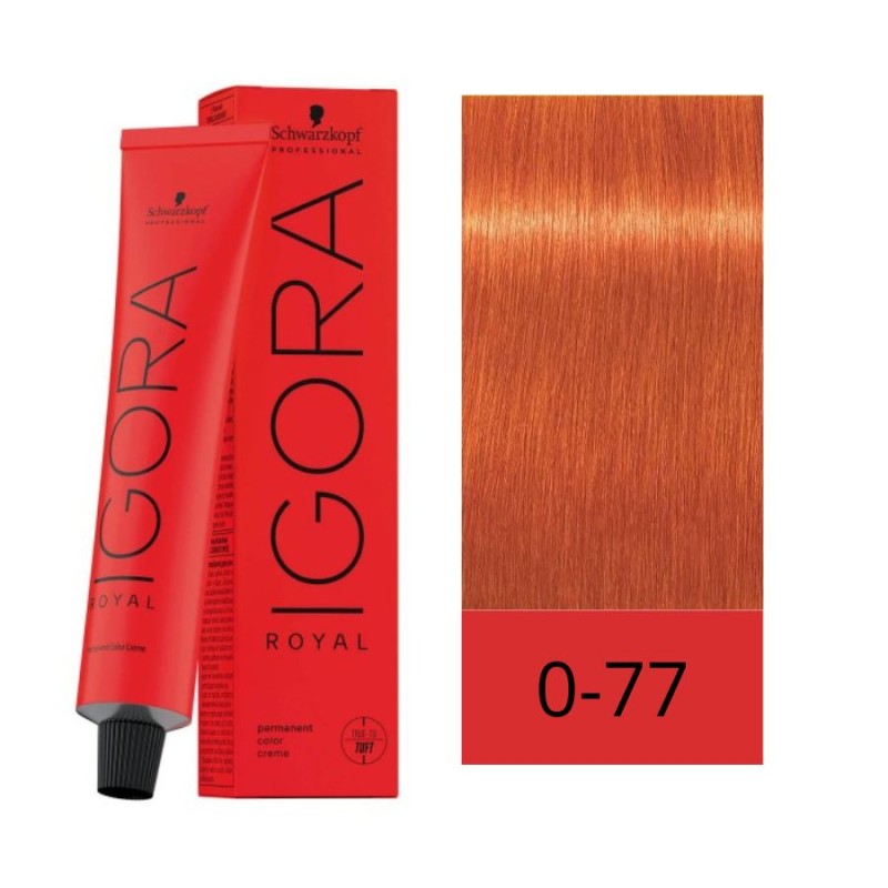 huevo esponja clímax SCHWARZKOPF TINTE IGORA ROYAL 0-77 TONO DE MEZCLA COBRIZO 60ml