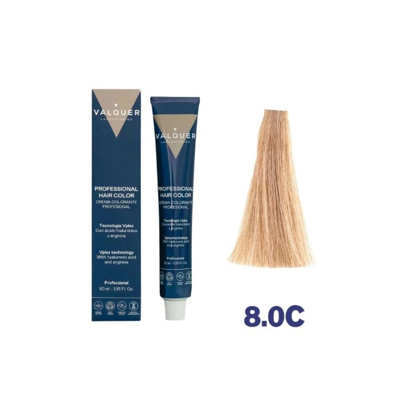 Valquer Tinte VPlex 8.0C Rubio Claro Natural Frío 60 ml