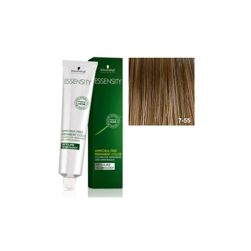 SCHWARZKOPF ESSENSITY TINTE SIN AMONIACO 7-55 RUBIO MEDIO DORADO INTENSO + LOCIÓN ACTIVADORA