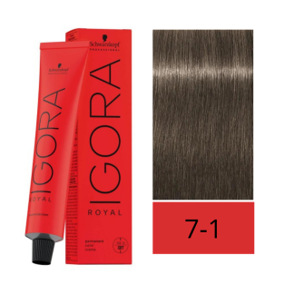 Schwarzkopf Tinte Igora Royal 7-1 Rubio Medio Ceniza 60 ml