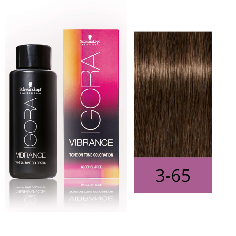 Schwarzkopf Igora Vibrance 3-65 Castaño oscuro marrón dorado 60 ml Baño de color (sin alcohol)