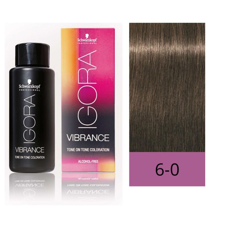 Schwarzkopf Igora Vibrance 6-0 Rubio Oscuro Natural 60 ml Baño de Color (Sin Alcohol)