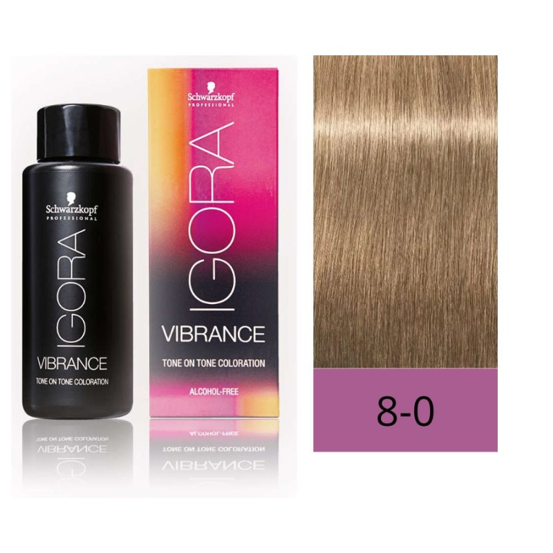 Schwarzkopf Igora Vibrance 8-0 Rubio Claro Natural 60 ml (Sin Alcohol)