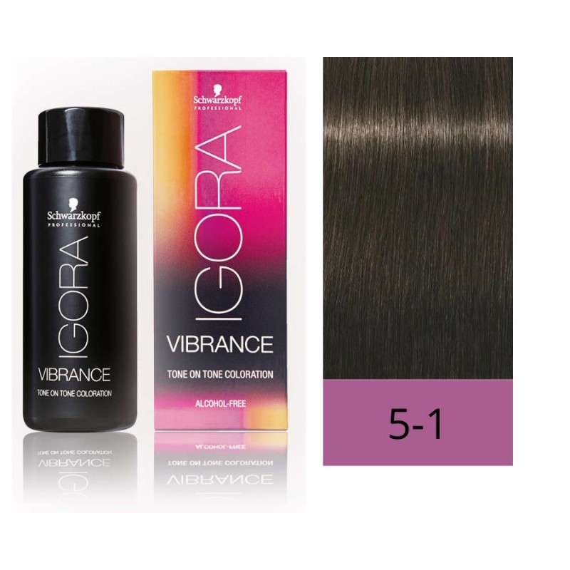 Schwarzkopf Igora Vibrance 5-1 Castaño Claro Ceniza 60 ml Baño de Color (Sin Alcohol)