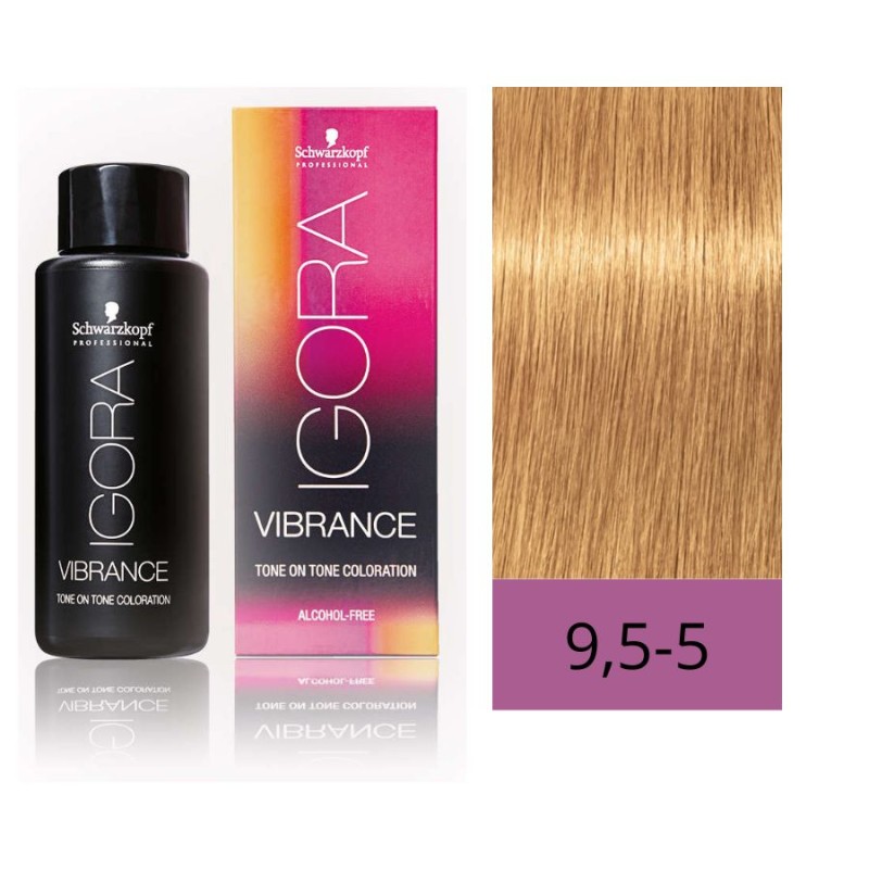 Schwarzkopf Igora Vibrance 9,5-5 Rubio Extra Claro Dorado 60 ml Baño de Color (Sin Alcohol)