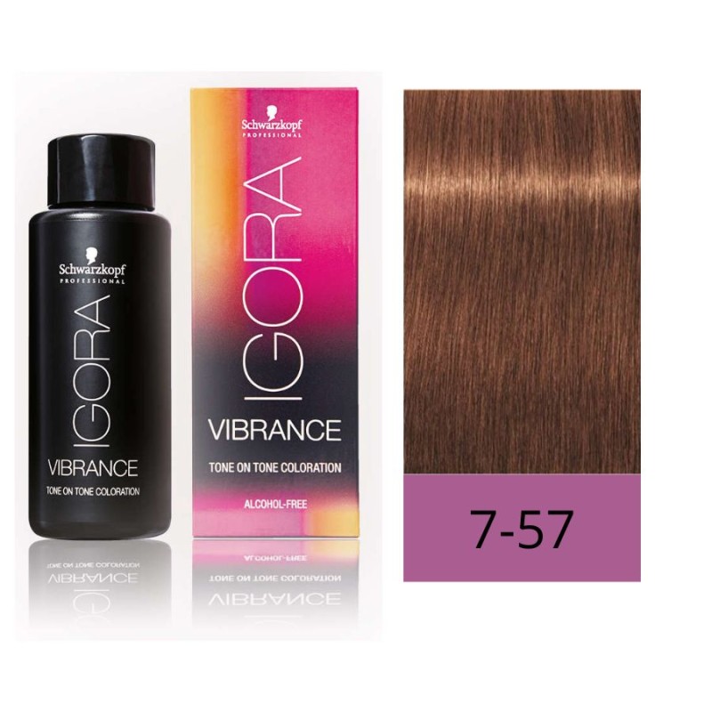 Schwarzkopf Igora Vibrance 7-57 Rubio Medio Dorado Cobrizo 60 ml Baño de Color